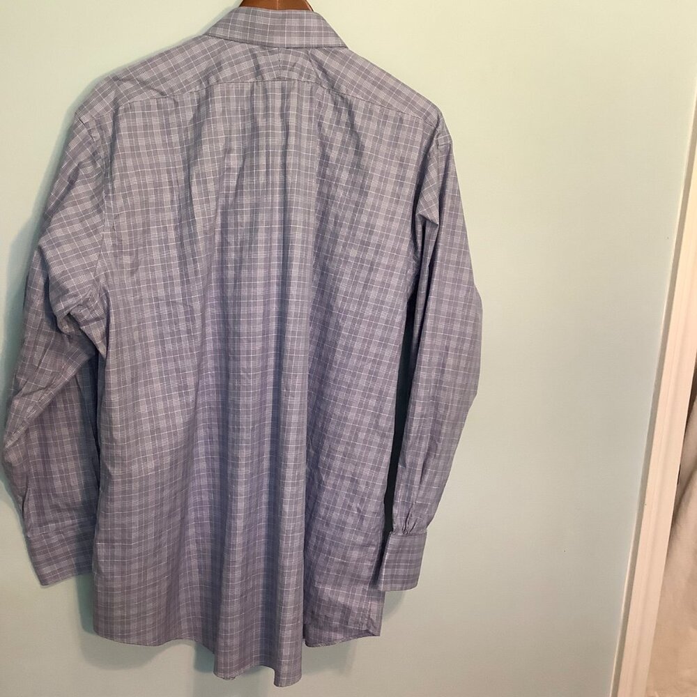 Brooks Brothers Men’s Button Down Shirt 17 1/2-34 Blue/White Plaid Egyptian Cott - Picture 7 of 8